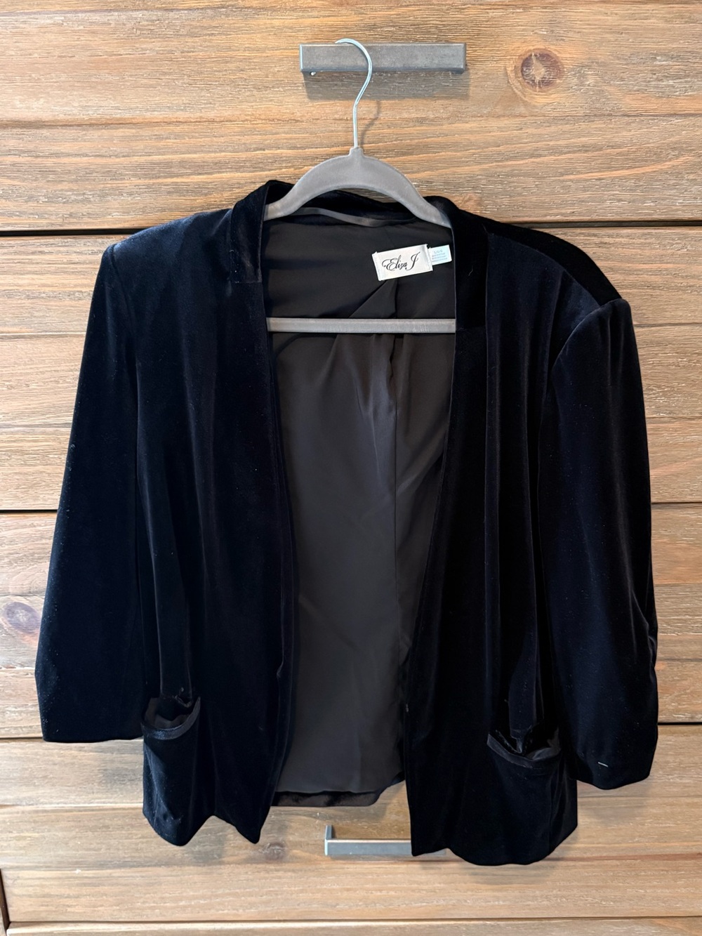 Eliza J Black Velvet Open-Front Blazer